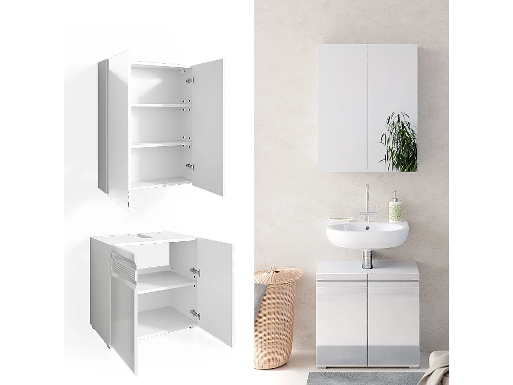 Meubles bain blanc haute brillance 56x34x60 fredd