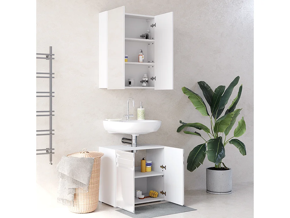 Meubles bain blanc haute brillance 56x34x60 fredd