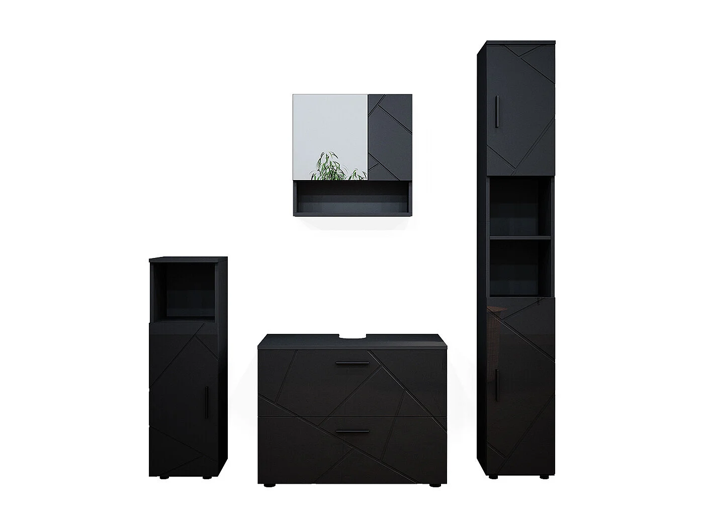 Badmöbel-Set anthrazit hochglanz 80x41x58 irma