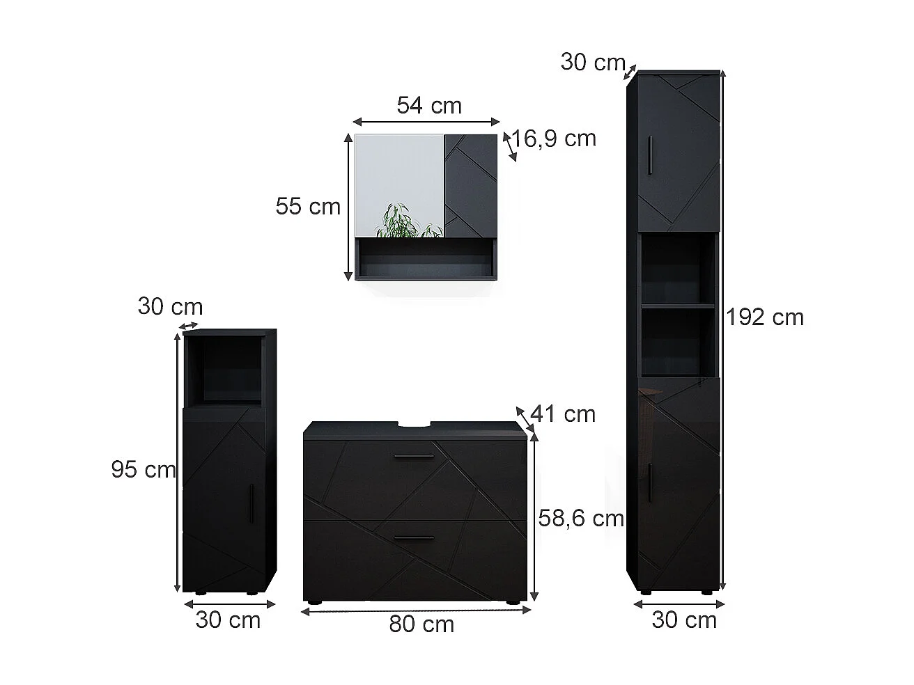 Badmöbel-Set anthrazit hochglanz 80x41x58 irma
