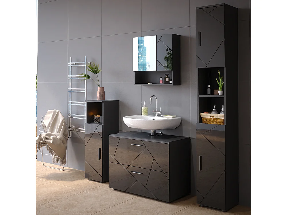 Badmöbel-Set anthrazit hochglanz 80x41x58 irma