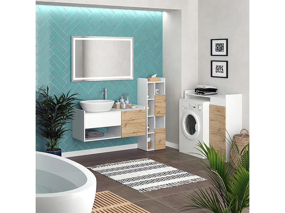 Meubles bain blanc 105x43x45 alf