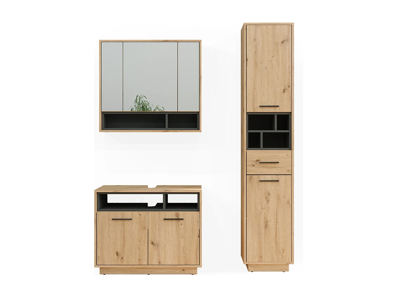 Meubles bain chêne artisan 80x40x64 beatrice