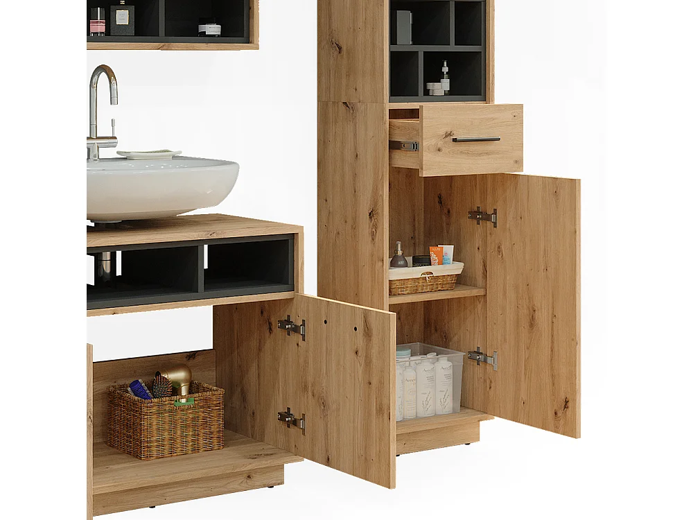 Meubles bain chêne artisan 80x40x64 beatrice