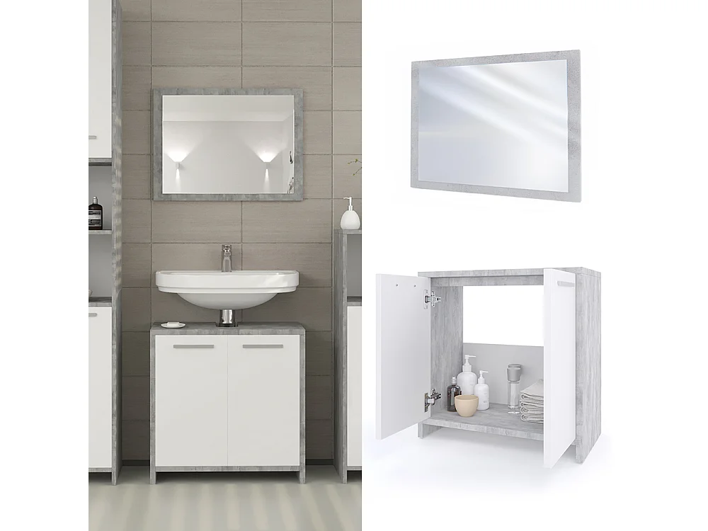 Conjunto de muebles de baño hormigón 58x33x60 kiko