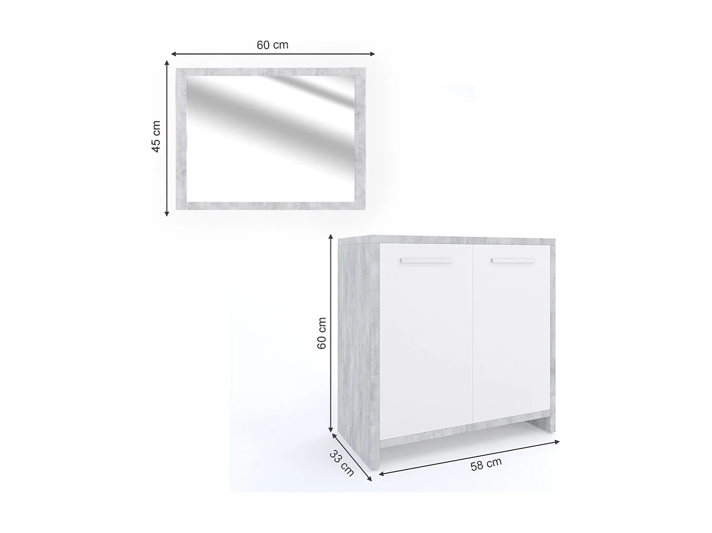 Conjunto de muebles de baño hormigón 58x33x60 kiko