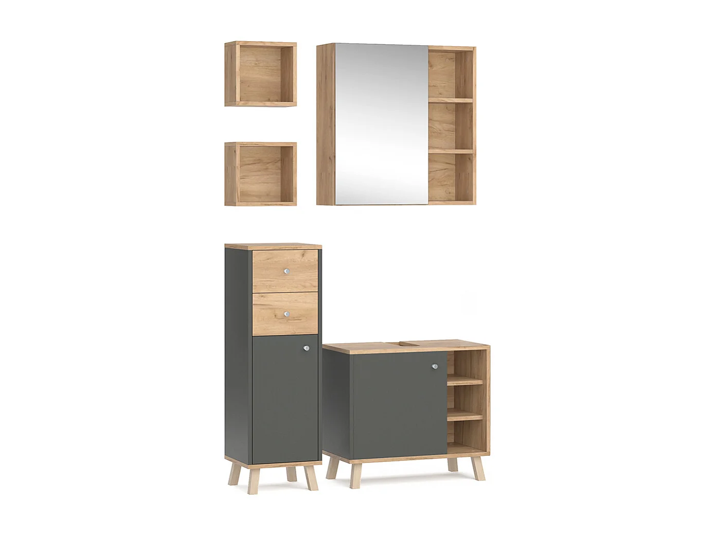 Set mobili bagno antracite 62x32x54 senyo