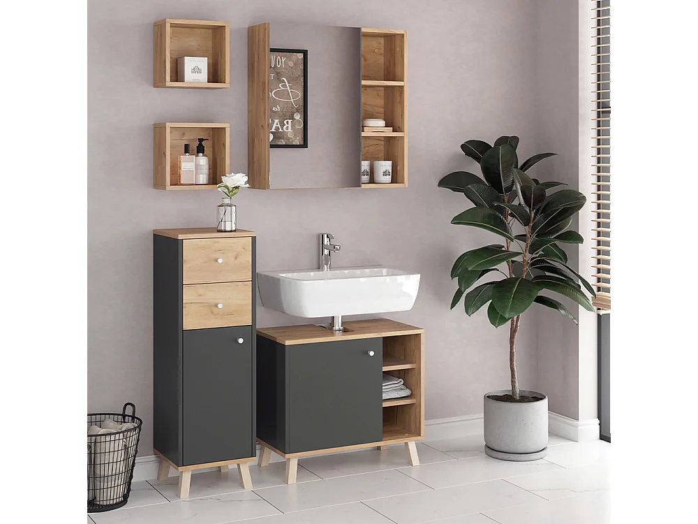 Meubles bain anthracite 62x32x54 senyo