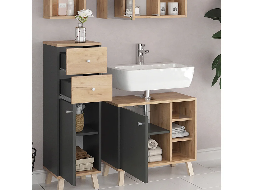 Meubles bain anthracite 62x32x54 senyo