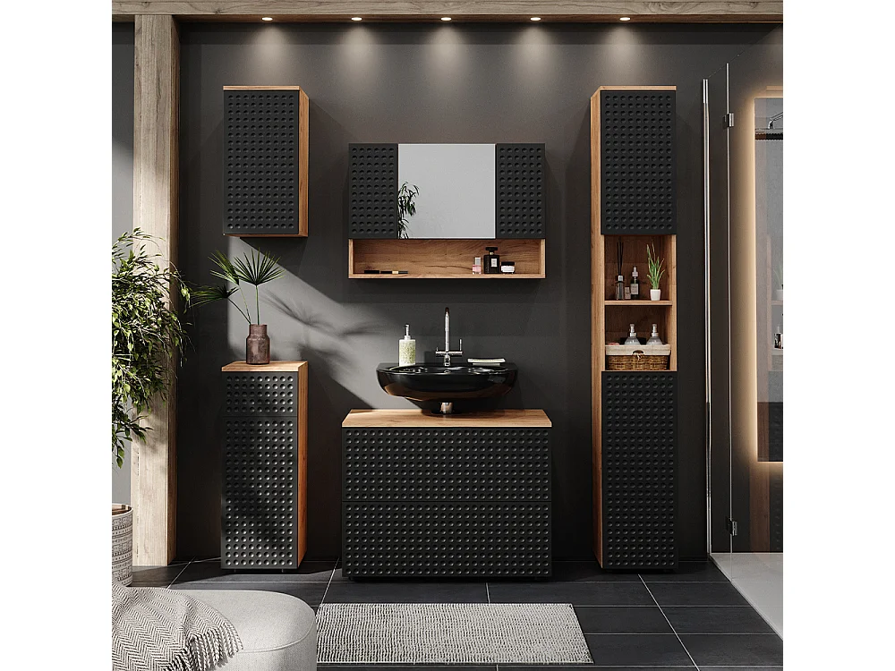Meubles bain anthracite à pois 80x41x58.6 irma