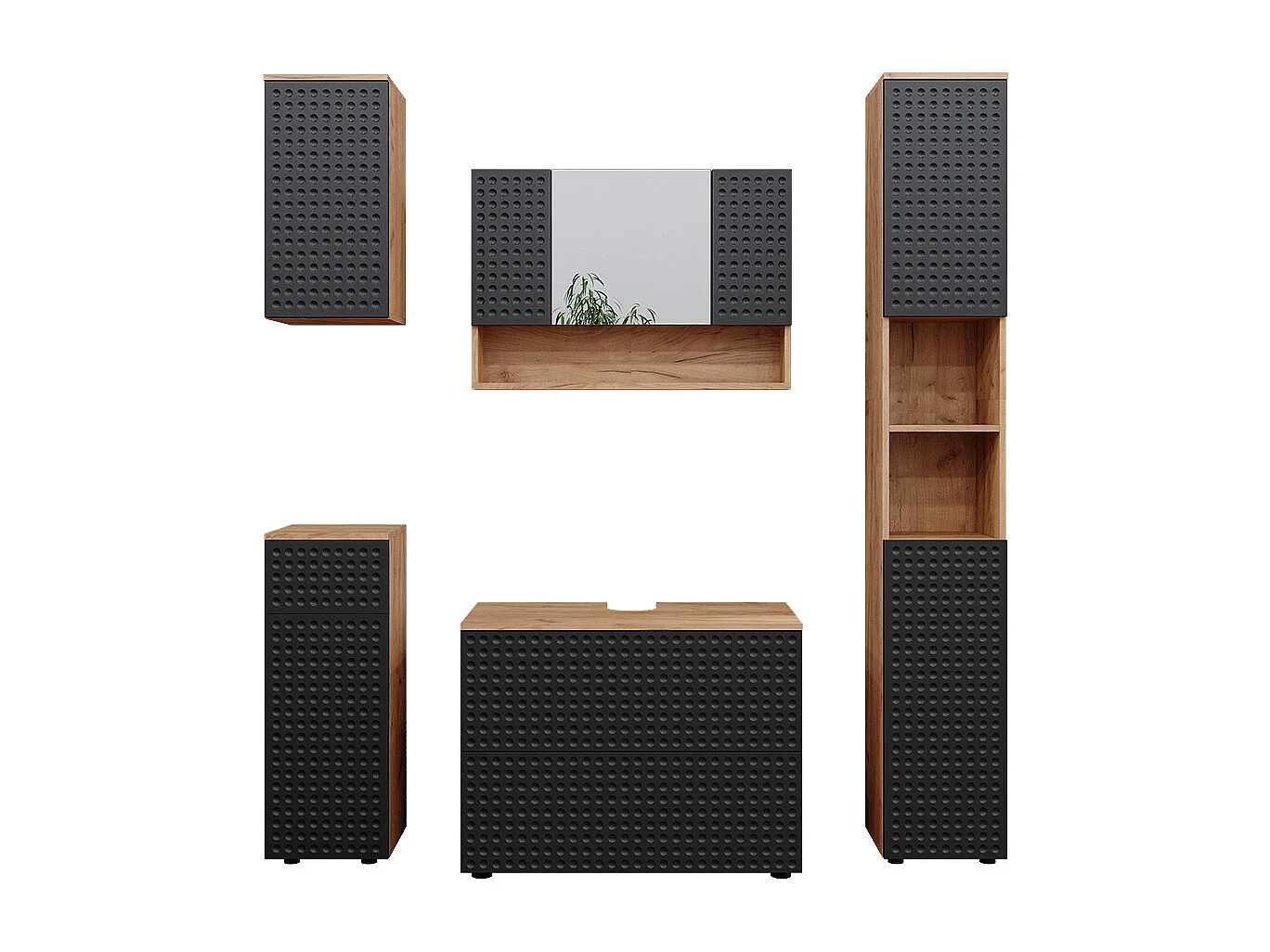 Meubles bain anthracite à pois 80x41x58.6 irma