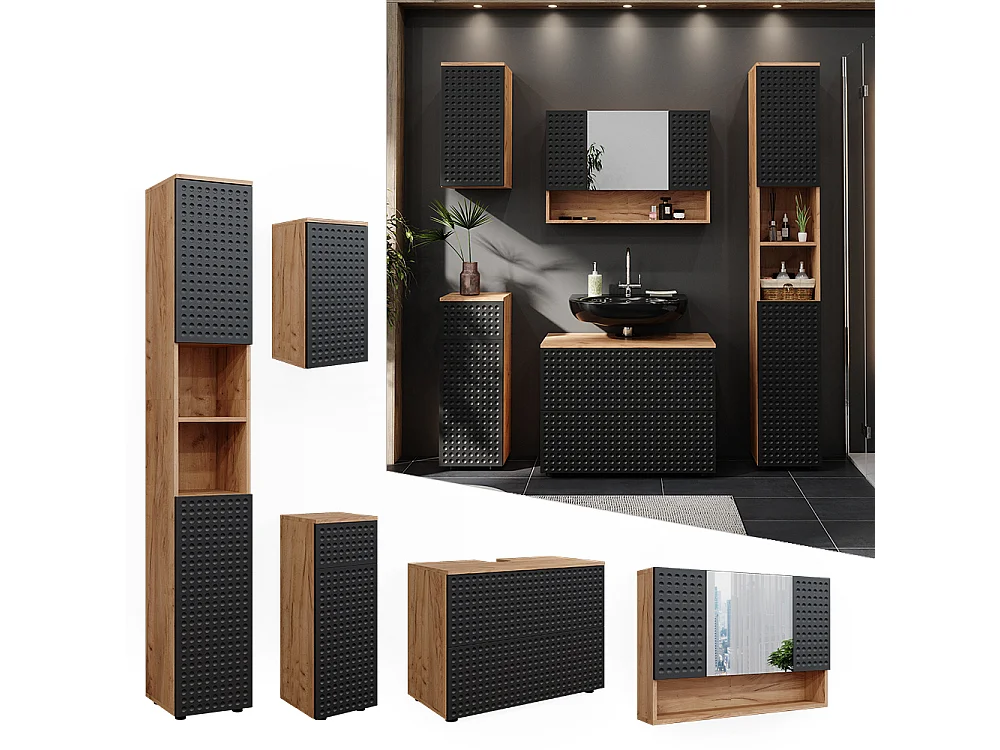 Meubles bain anthracite à pois 80x41x58.6 irma