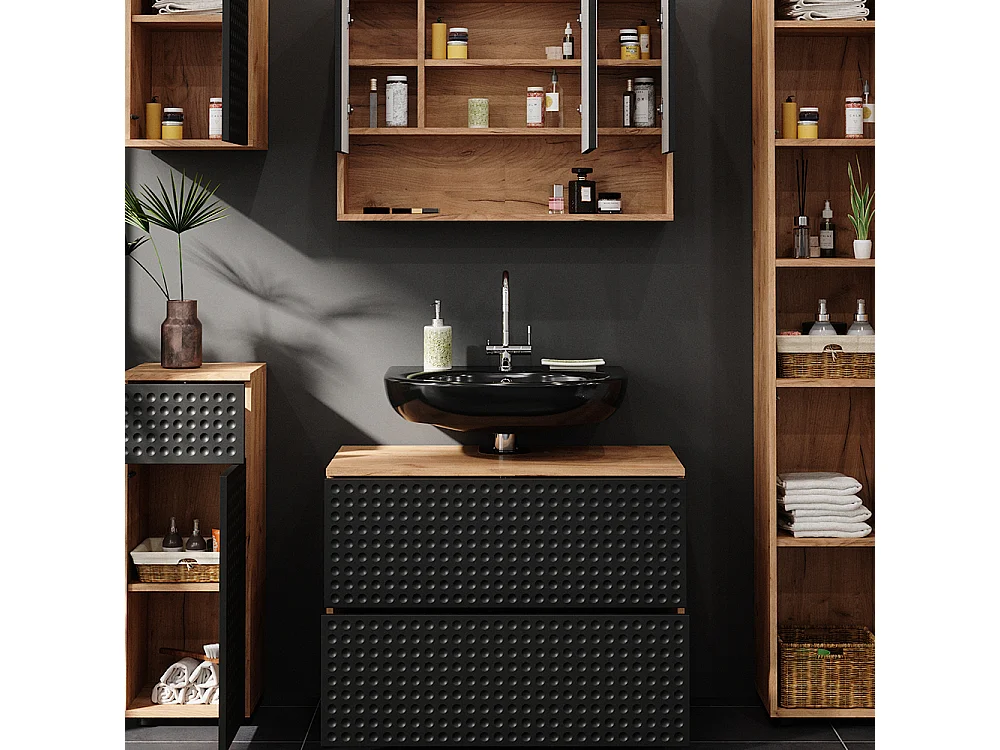 Meubles bain anthracite à pois 80x41x58.6 irma