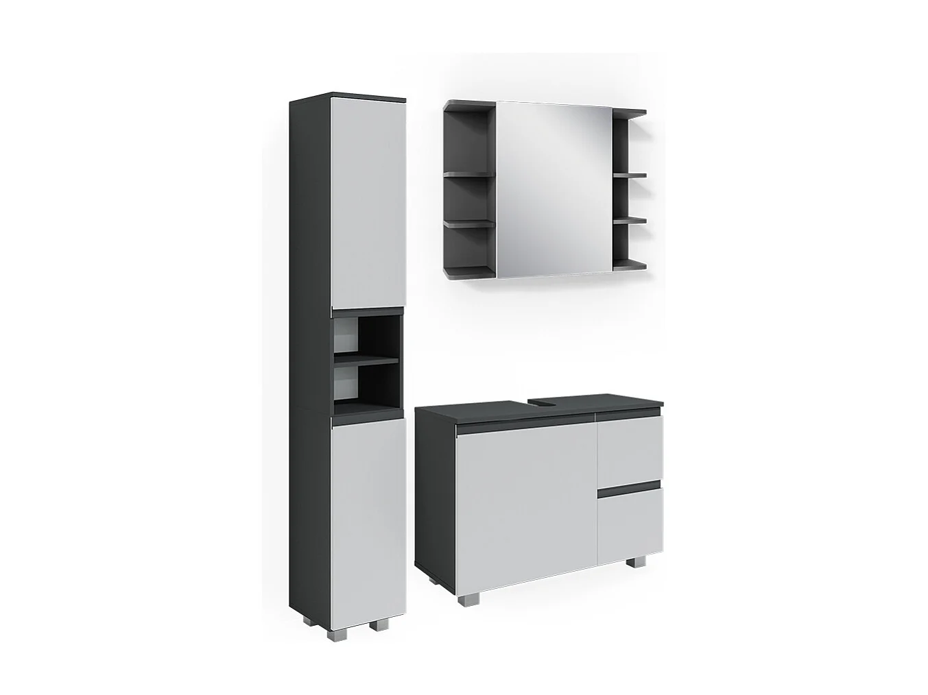 Badmöbel-Set anthrazit 80x33x60 j-shape