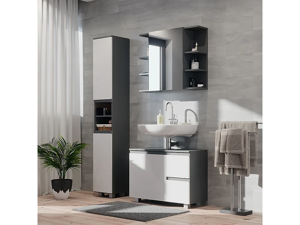 Badmöbel-Set anthrazit 80x33x60 j-shape