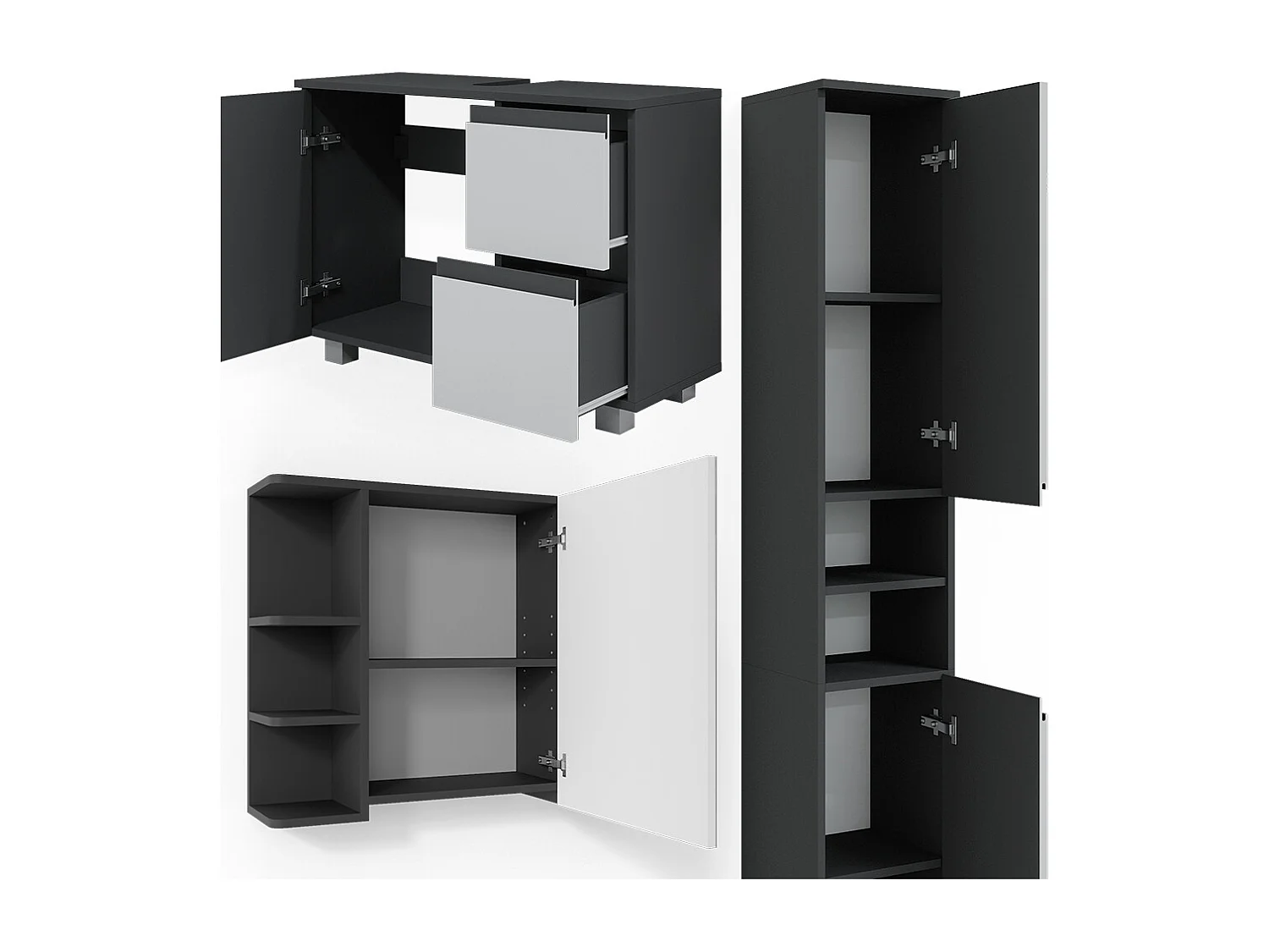 Badmöbel-Set anthrazit 80x33x60 j-shape