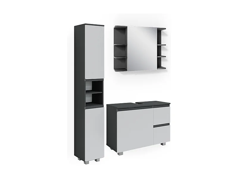 Badkamermeubel set antraciet 80x33x60 j-shape