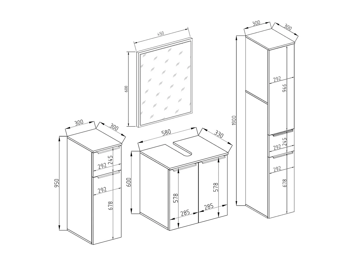 Conjunto de muebles de baño blanco 58x33x60 otis