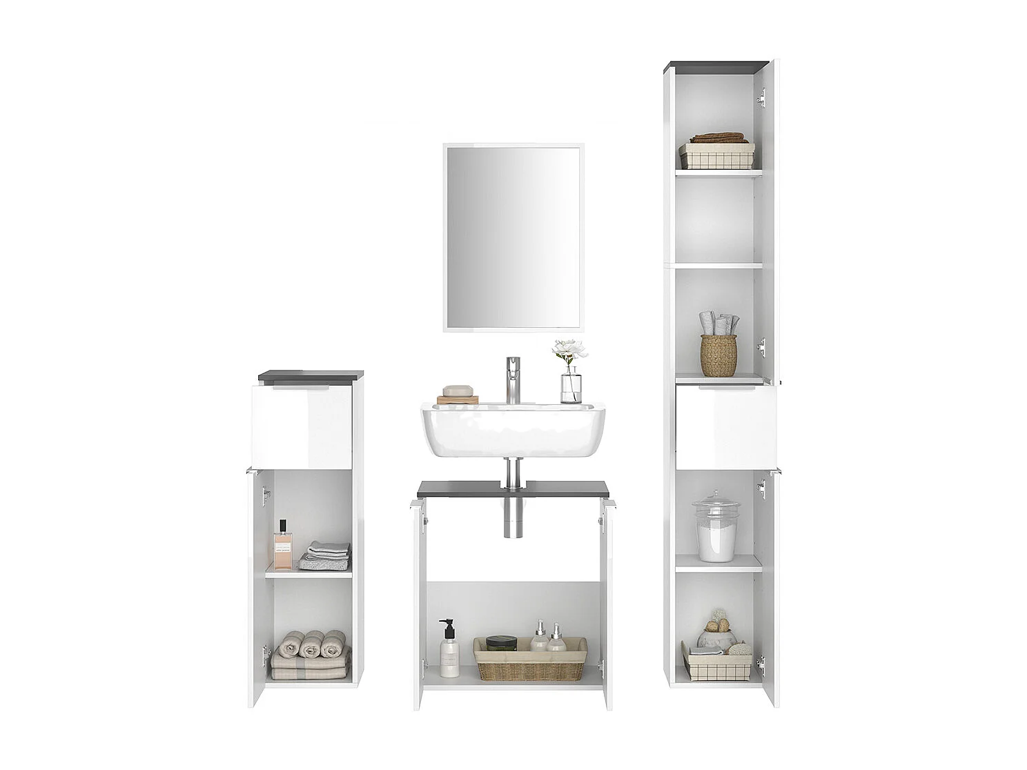 Conjunto de muebles de baño blanco 58x33x60 otis