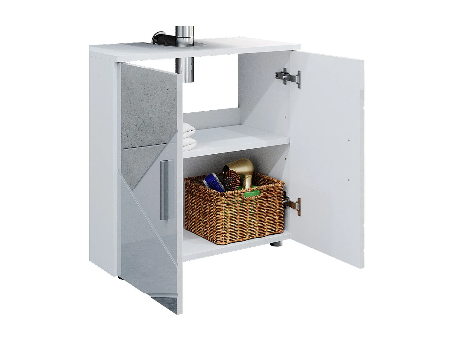 Meubles bain blanc brillant avec inserts 80x41x58.6 irma