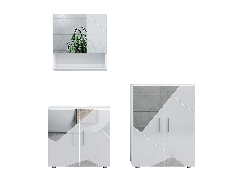 Meubles bain blanc brillant avec inserts 80x41x58.6 irma