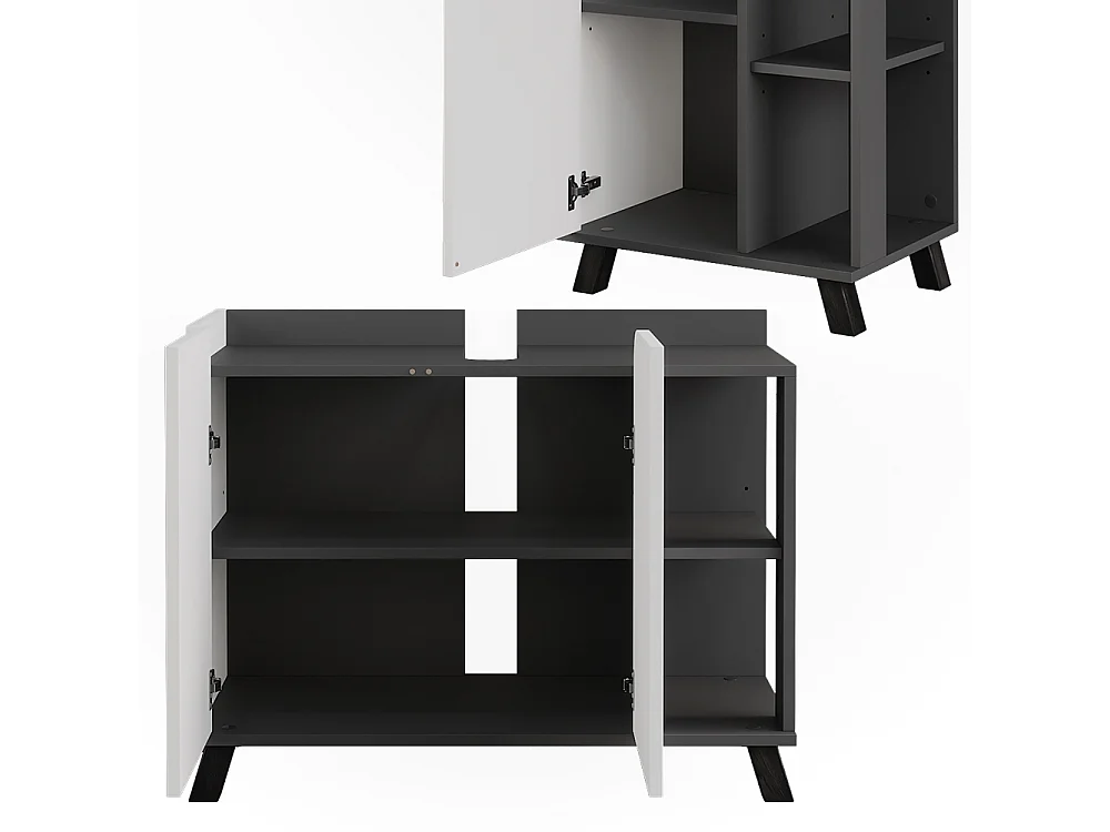 Badmöbel-Set anthrazit/weiß 80x35x65 karen