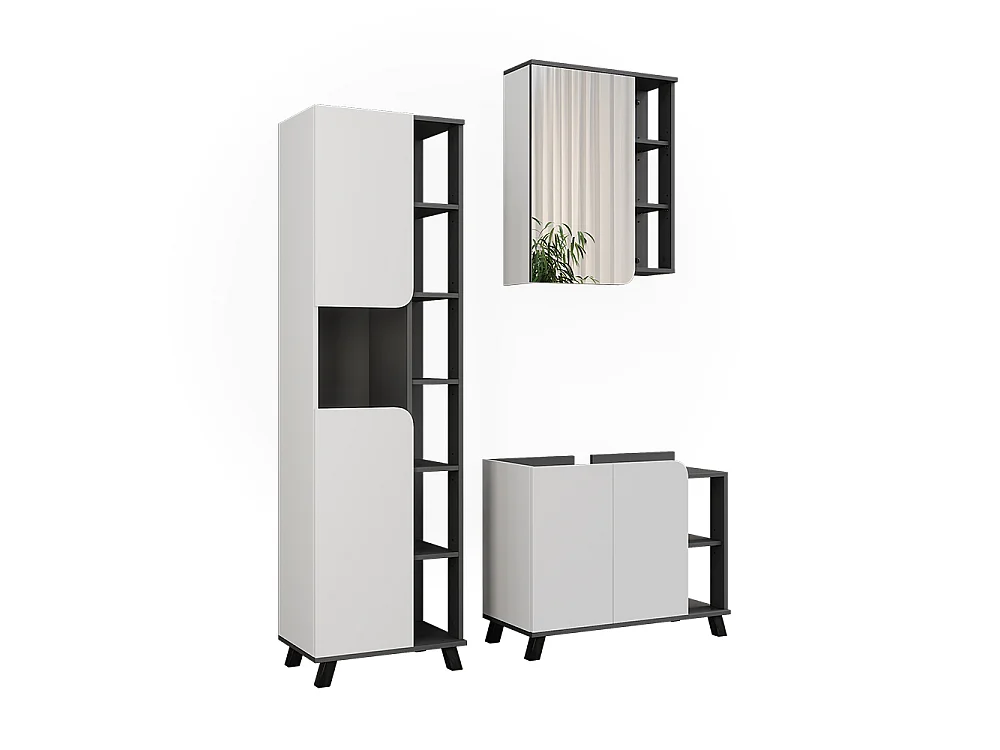 Badmöbel-Set anthrazit/weiß 80x35x65 karen
