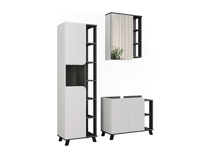 Zestaw mebli łazienkowych antracyt/biały 80x35x65 karen