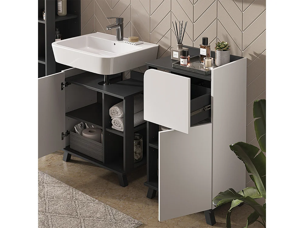 Badmöbel-Set anthrazit/weiß 60x35x65 karen