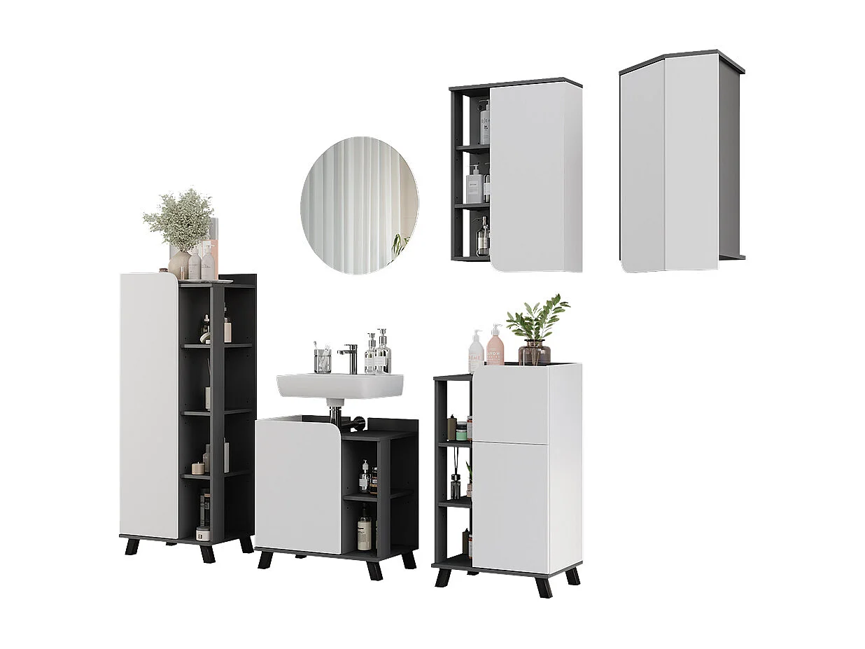 Ensemble de meubles de salle de bains anthracite/blanc 60x35x65 karen
