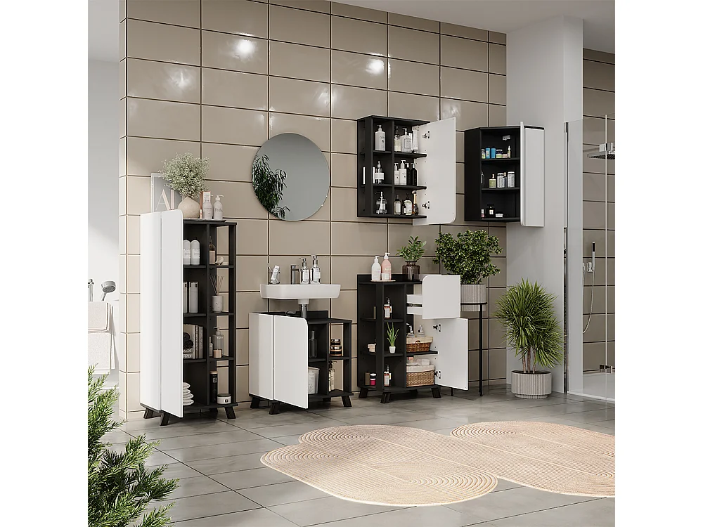 Ensemble de meubles de salle de bains anthracite/blanc 60x35x65 karen