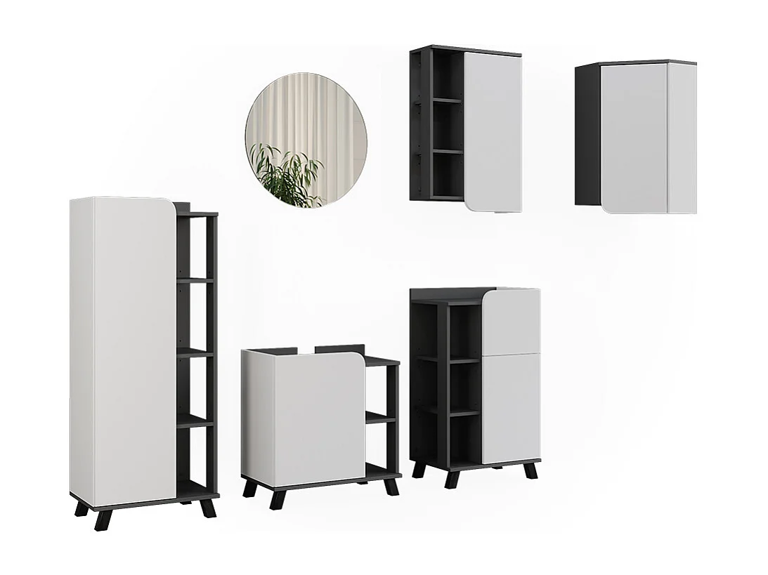 Badeværelsesmøbelsæt antracit/hvid 60x35x65 karen