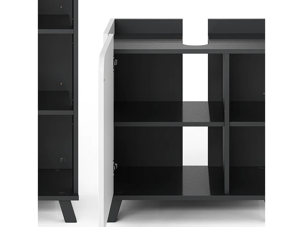 Badeværelsesmøbelsæt antracit/hvid 60x35x65 karen