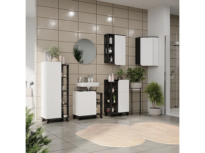 Ensemble de meubles de salle de bains anthracite/blanc 60x35x65 karen