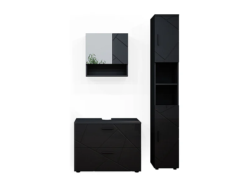 Conjunto de muebles de baño antracita alto brillo 80x41x58.6 irma