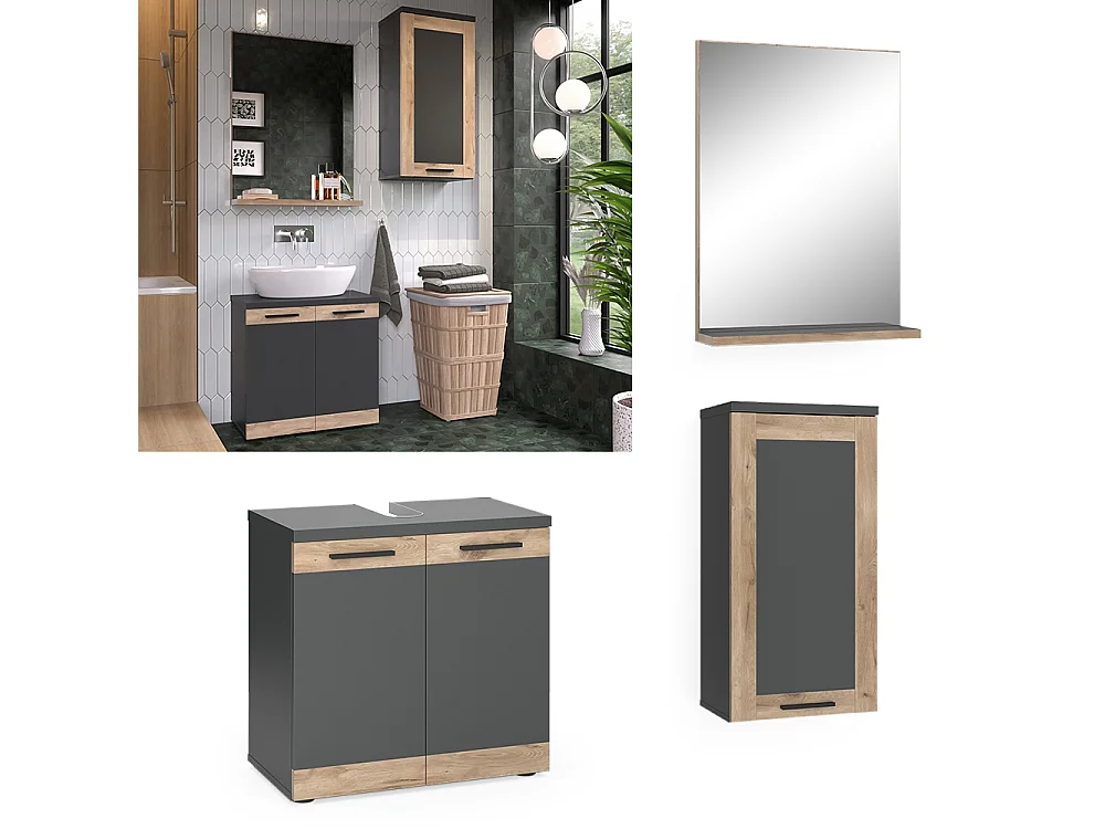 Set di mobili da bagno antracite 60x34.3x59.1 niko