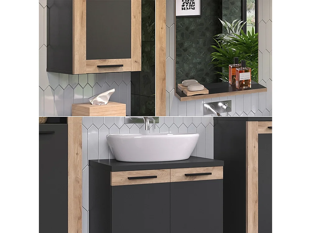 Set di mobili da bagno antracite 60x34.3x59.1 niko