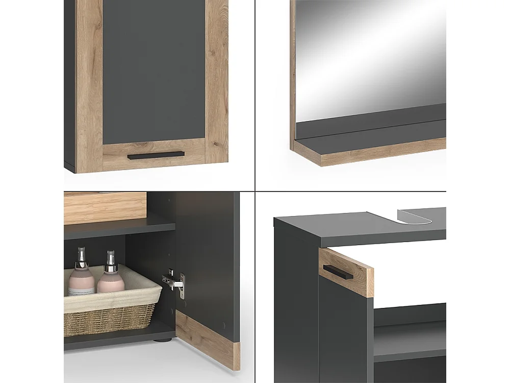 Set di mobili da bagno antracite 60x34.3x59.1 niko