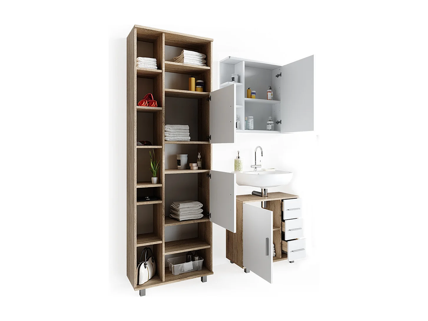 Set mobili bagno sonoma 60x33x60.8 ilias