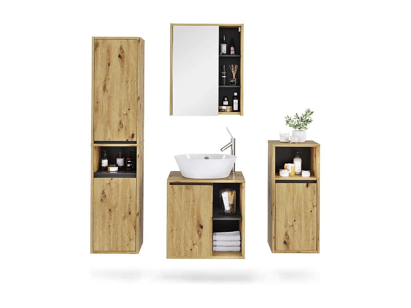 Set di mobili da bagno artigiano/grigio 60x45.5x60 viola