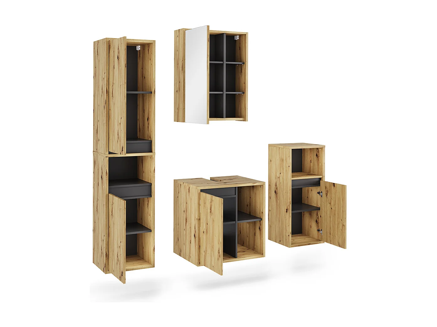 Ensemble de meubles de salle de bains artisan/gris 60x45.5x60 viola