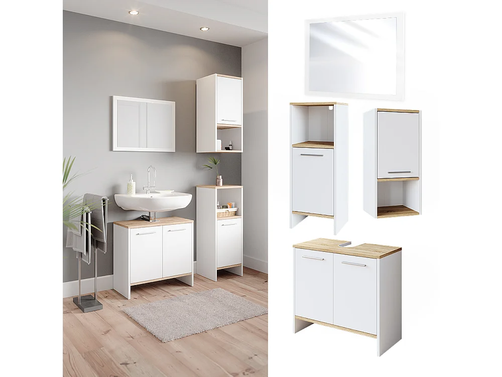 Set mobili bagno bianco 60x28x82 elvio