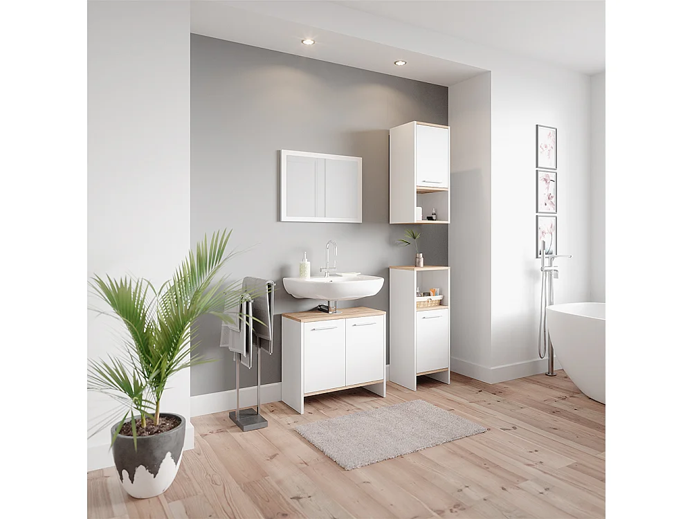 Set mobili bagno bianco 60x28x82 elvio