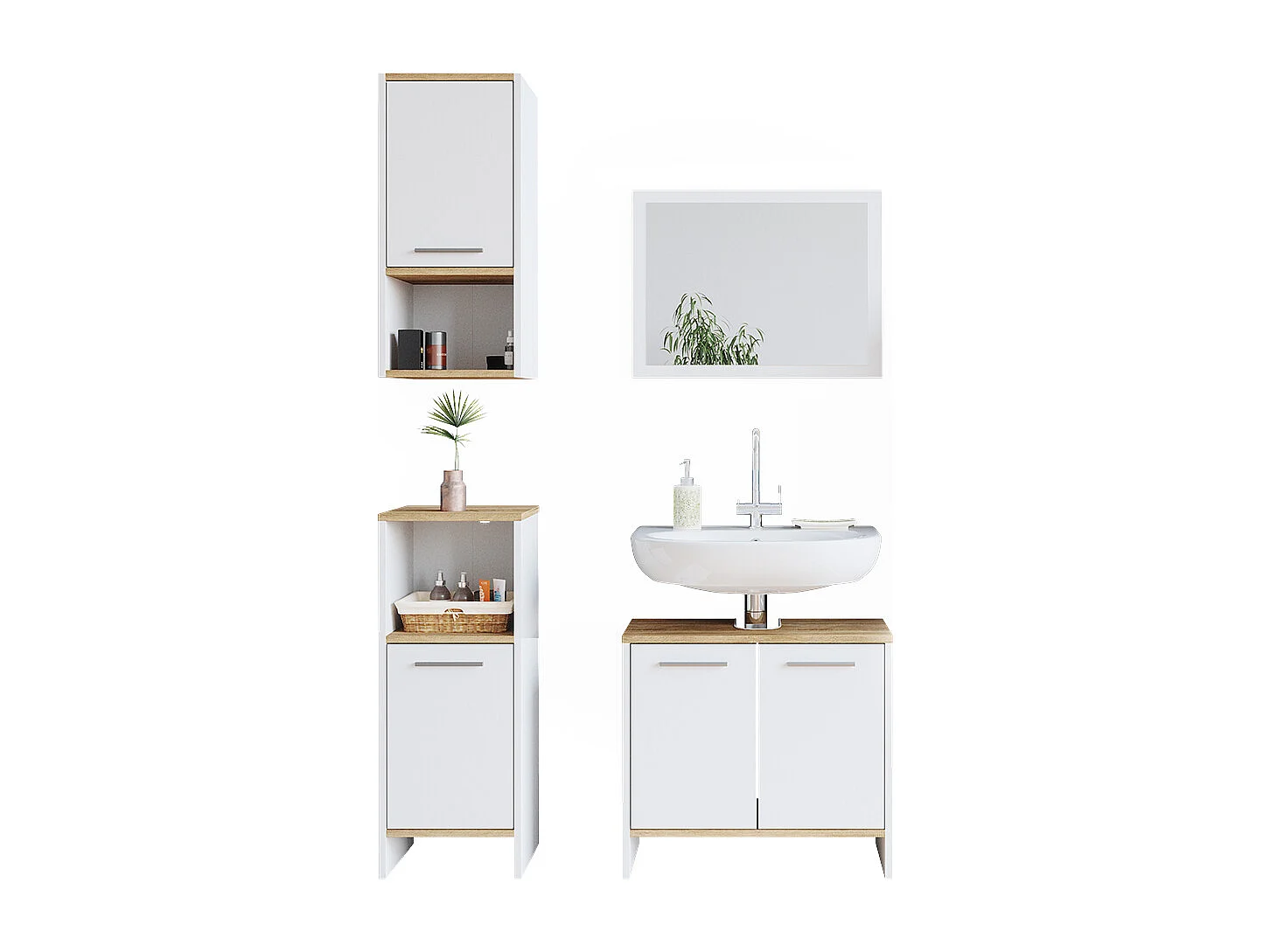 Set mobili bagno bianco 60x28x82 elvio