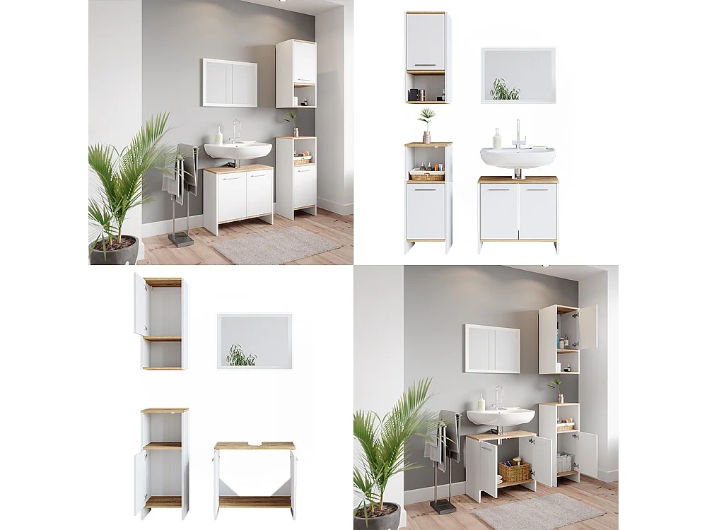 Set mobili bagno bianco 60x28x82 elvio