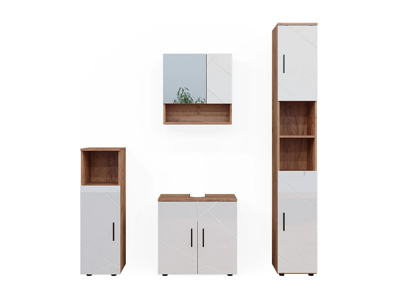 Meubles bain blanc brillant/chêne doré 80x41x58.6 irma