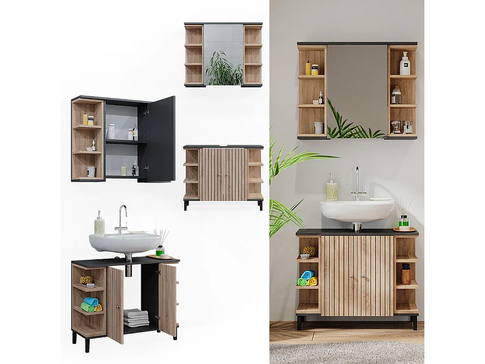 Badmöbel-Set sonoma 79.6x32x64 aquis