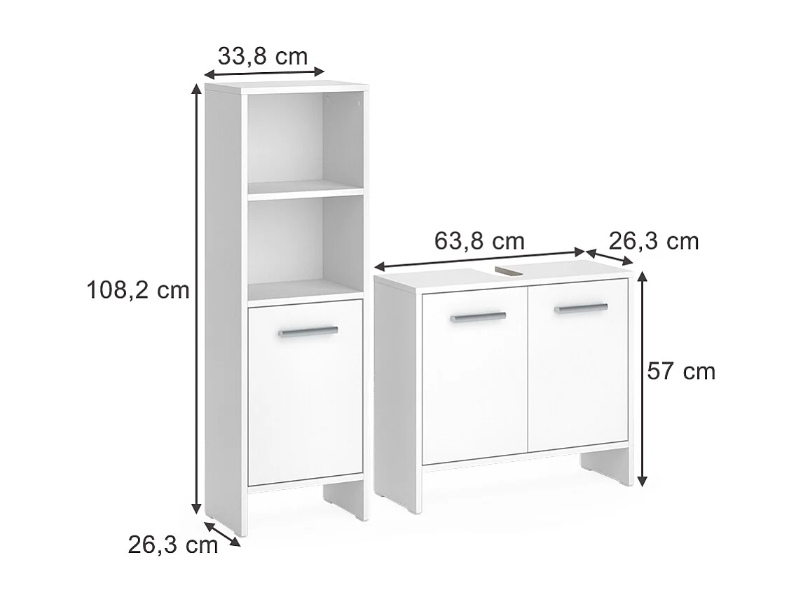 Set di mobili da bagno bianco 63.8x26.3x57 karli