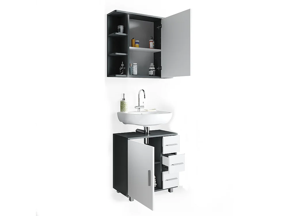 Set mobili bagno antracite 60x33x60.8 ilias