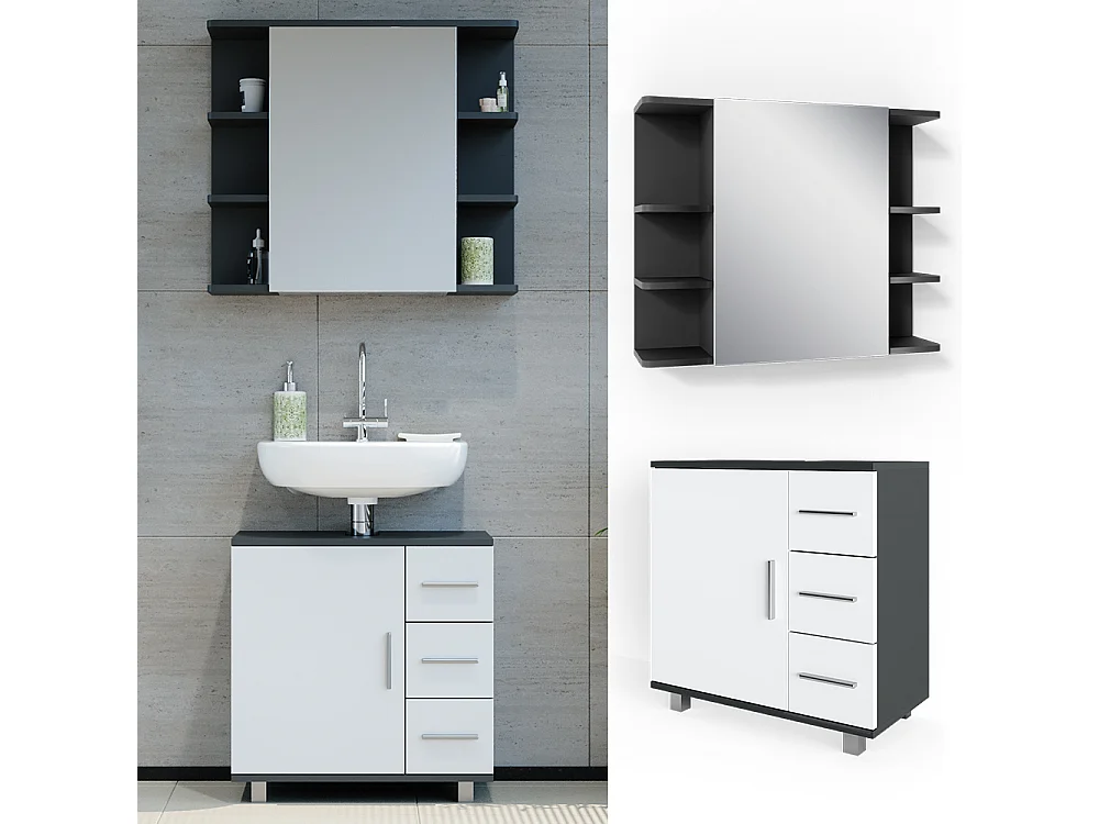 Meubles bain anthracite 60x33x60.8 ilias